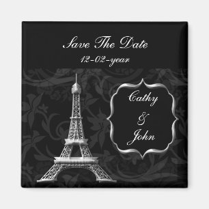 Silver Eiffel Tower Franse bruiloft Opslaan Datum Magneet