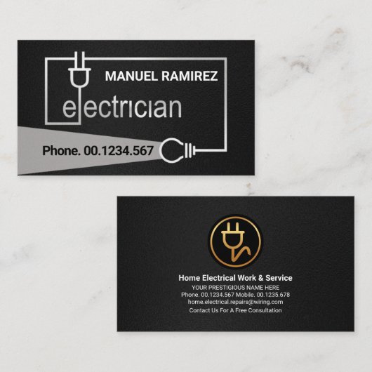 Silver Electricia het Lichte Beam van de Bedrading Visitekaartje (Voorkant / Achterkant)