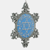 Silver Elegance Blue STAR van DAVID Hanukkah Tin Sneeuwvlok Ornament (Links)