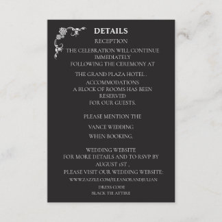 Silver Elegance Collection Wedding Details Card Informatiekaartje