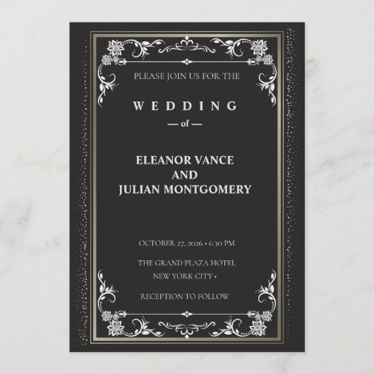 Silver Elegance Collection Wedding Invitation Kaart (Voorkant)