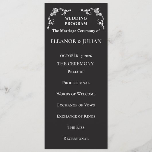 Silver Elegance Collection Wedding Program Rack Programmakaart (Voorkant)