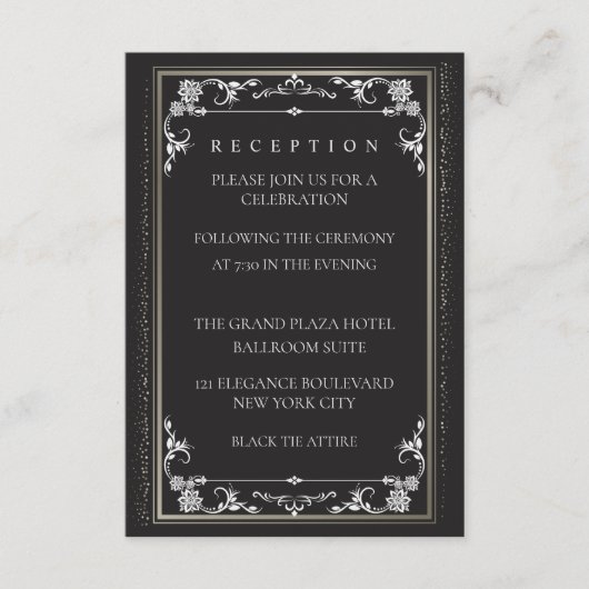 Silver Elegance Collection Wedding Reception Card Informatiekaartje (Voorkant)