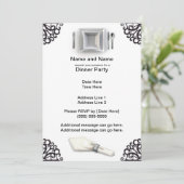 Silver Elegance Custom Dinner Party nodigt uit Kaart (Staand voorkant)