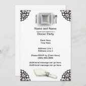 Silver Elegance Custom Dinner Party nodigt uit Kaart (Voorkant / Achterkant)