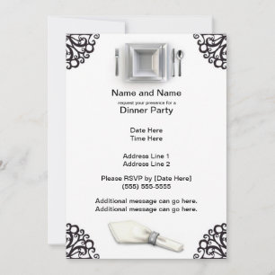 Silver Elegance Custom Dinner Party nodigt uit Kaart