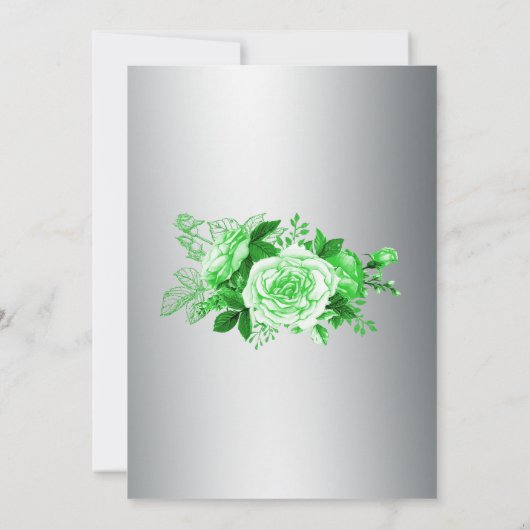 Silver Elegance en Green Rozen Wedding Bedankkaart (Achterkant)