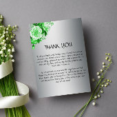 Silver Elegance en Green Rozen Wedding Bedankkaart