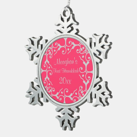 Silver Elegance First Hanukkah Snowflake Ornament (Rechts)