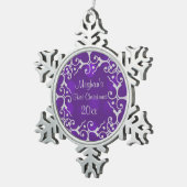 Silver Elegance First Kerstmis Snowflake Ornament (Rechts)