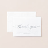 "Silver Elegance" Gepersonaliseerde Baby Doop Dank Folie Kaarten (Voorkant met envelop)