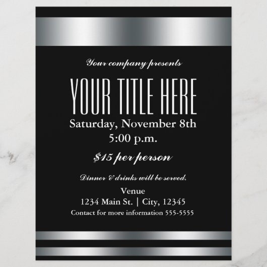 Silver Elegance Glamor Event Flyer Poster (Voorkant)