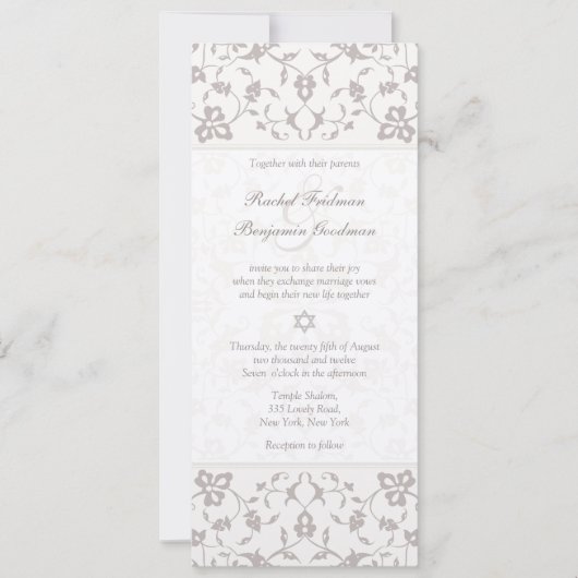 Silver Elegance - Joodse huwelijksuitnodiging Kaart (Voorkant)