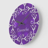 Silver Elegance Paarse Sparkle Pers. Wandklok (Hoek)