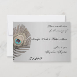 Silver Elegance Peacock Sla de datum op Save The Date