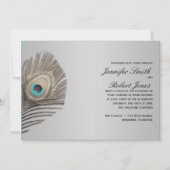 Silver Elegance Peacock Wedding Invitation Kaart (Voorkant)