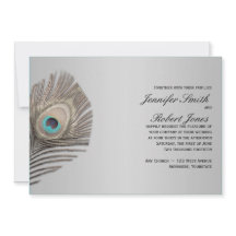 Silver Elegance Peacock Wedding Invitation