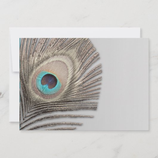 Silver Elegance Peacock Wedding Invitation Kaart (Achterkant)