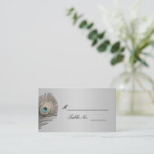 Silver Elegance Peacock Wedding Place Card Plaatskaartje (Staand voorkant)
