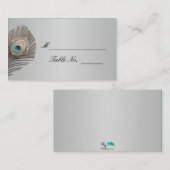 Silver Elegance Peacock Wedding Place Card Plaatskaartje (Voorkant / Achterkant)