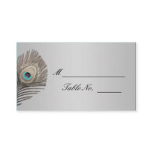 Silver Elegance Peacock Wedding Place Card