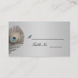 Silver Elegance Peacock Wedding Place Card Plaatskaartje