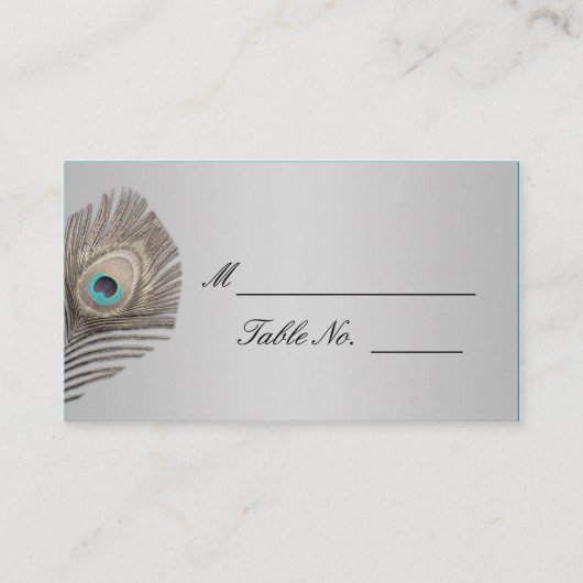 Silver Elegance Peacock Wedding Place Card Plaatskaartje (Voorkant)