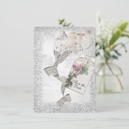  Silver Elegance Save the Date Birthday Kaart (Staand voorkant)