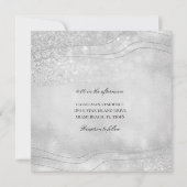 Silver Elegance Sparking Modern Square Wedding Kaart (Achterkant)