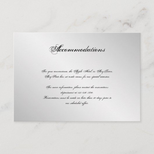 Silver Elegance Wedding Insert Informatiekaartje (Voorkant)