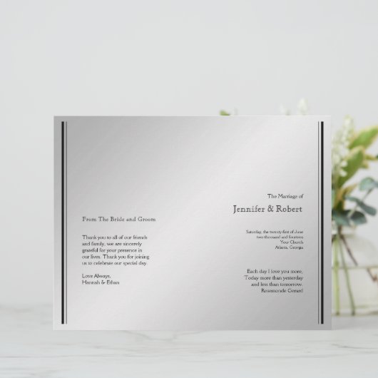 Silver Elegance Wedding Program (Staand voorkant)