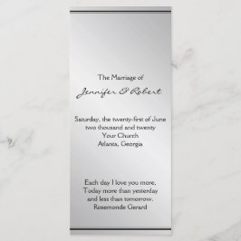 Silver Elegance Wedding Program Programmakaart