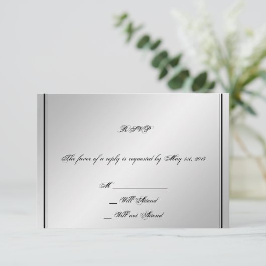 Silver Elegance Wedding Response Kaart (Staand voorkant)