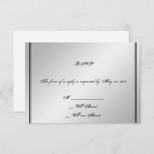 Silver Elegance Wedding Response Kaart (Voorkant / Achterkant)