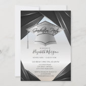 Silver Elegant Afstudeerder Pet Afstuderen Kaart (Voorkant)