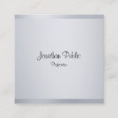 Silver Elegant Calligrafie Script Sjabloon Modern Vierkante Visitekaartje (Voorkant)