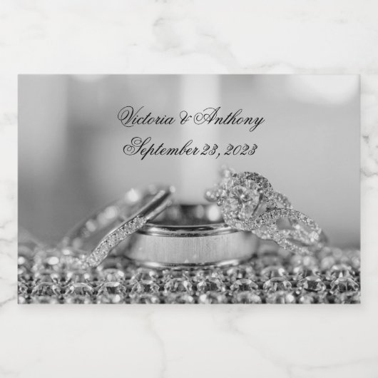 Silver Elegant Date Name Script Weddenschap Likeurfles Etiket (Enkel label)