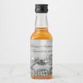 Silver Elegant Date Name Script Weddenschap Likeurfles Etiket (Voorkant)