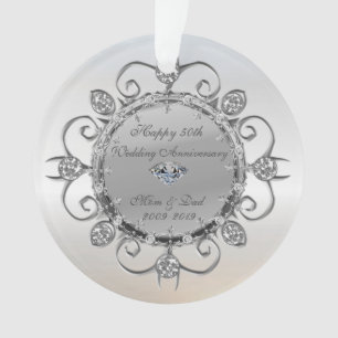 Silver Elegant Diamonds 50th Wedding Jubileum Ornament