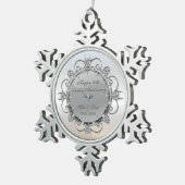 Silver Elegant Diamonds 50th Wedding Jubileum Tin Sneeuwvlok Ornament (Rechts)