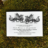 Silver Elegant Dragon Wedding Invite Kaart