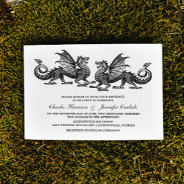 Silver Elegant Dragon Wedding Invite Kaart
