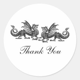 Silver Elegant Dragons Dank u Stickers