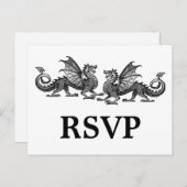 Silver Elegant Dragons Response Briefkaart (Voorkant / Achterkant)
