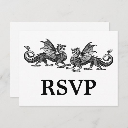 Silver Elegant Dragons Response Briefkaart (Voorkant / Achterkant)