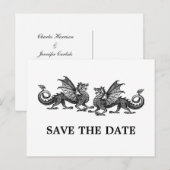 Silver Elegant Dragons sparen het Briefkaart van d (Voorkant / Achterkant)