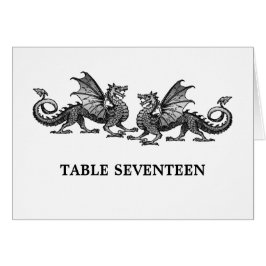 Silver Elegant Dragons Table Number Kaart