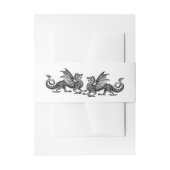 Silver Elegant Dragons Weddenschap Belly Bands Uitnodigingen Wikkel (Voorkant Voorbeeld)