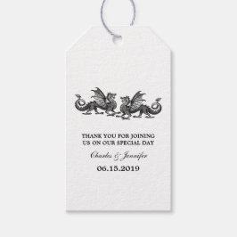 Silver Elegant Dragons Weddenschap Gift Labels Cadeaulabel