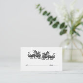 Silver Elegant Dragons Weddenschap Place Card Plaatskaartje (Staand voorkant)